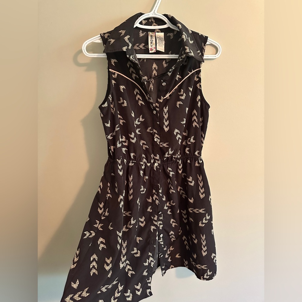 Mimi Chica Black Dress with Feather Design